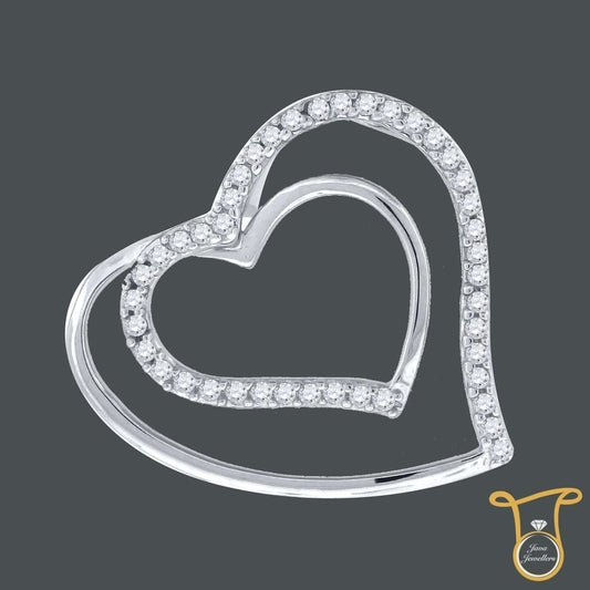 Round Cubic Zirconia CZ Women's Sterling Silver Double Heart Fashion Pendant