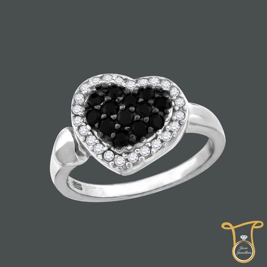 Sterling Silver Round Cubic Zirconia CZ Cluster Heart Fashion Ring