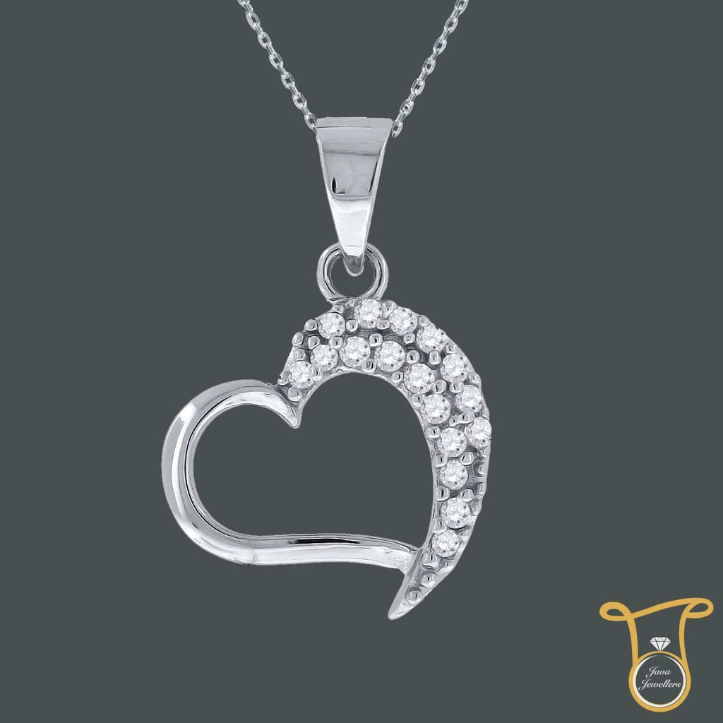 Sterling Silver Round Cubic Zirconia CZ Women's Heart Fashion Pendant