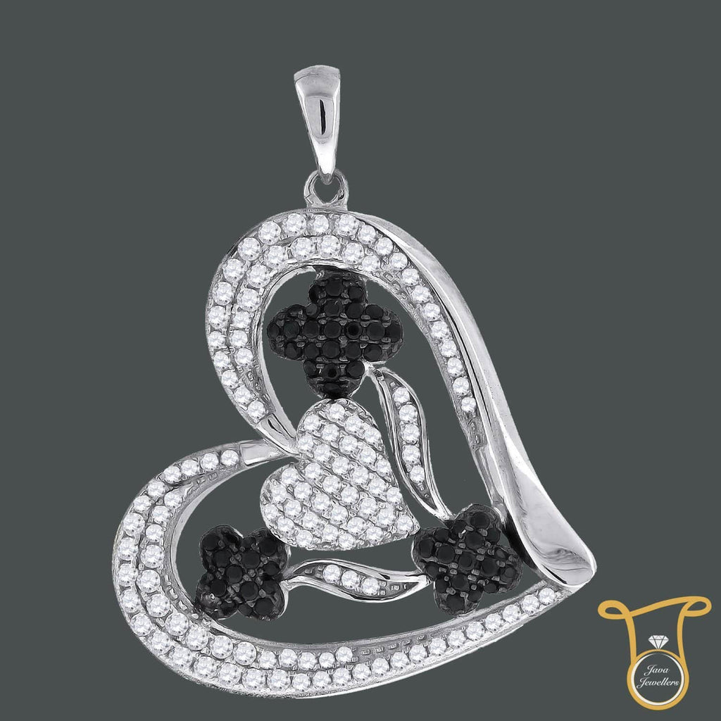 Sterling Silver Cubic Zirconia CZ Women's Round Heart Fashion Pendant