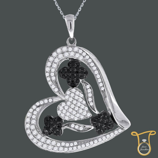 Sterling Silver Cubic Zirconia CZ Women's Round Heart Fashion Pendant