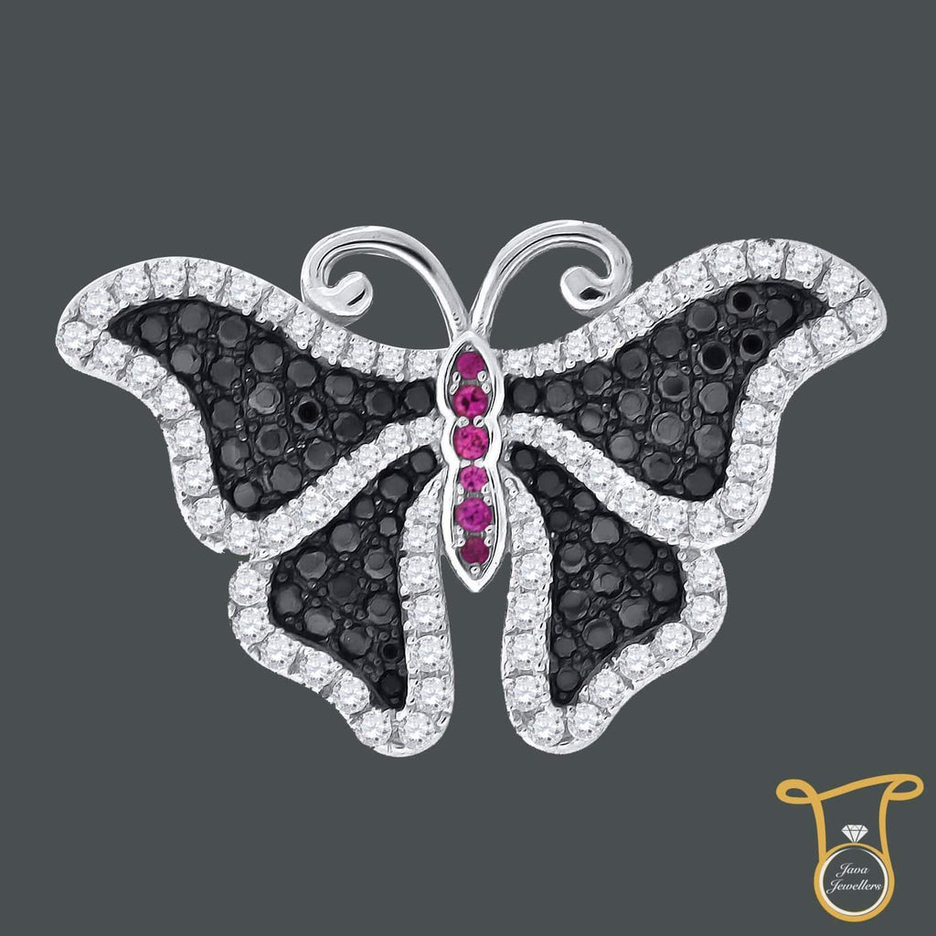 Women's Sterling Silver Round Cubic Zirconia CZ Butterfly Fashion Pendant