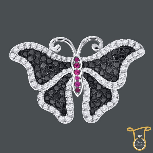 Women's Sterling Silver Round Cubic Zirconia CZ Butterfly Fashion Pendant
