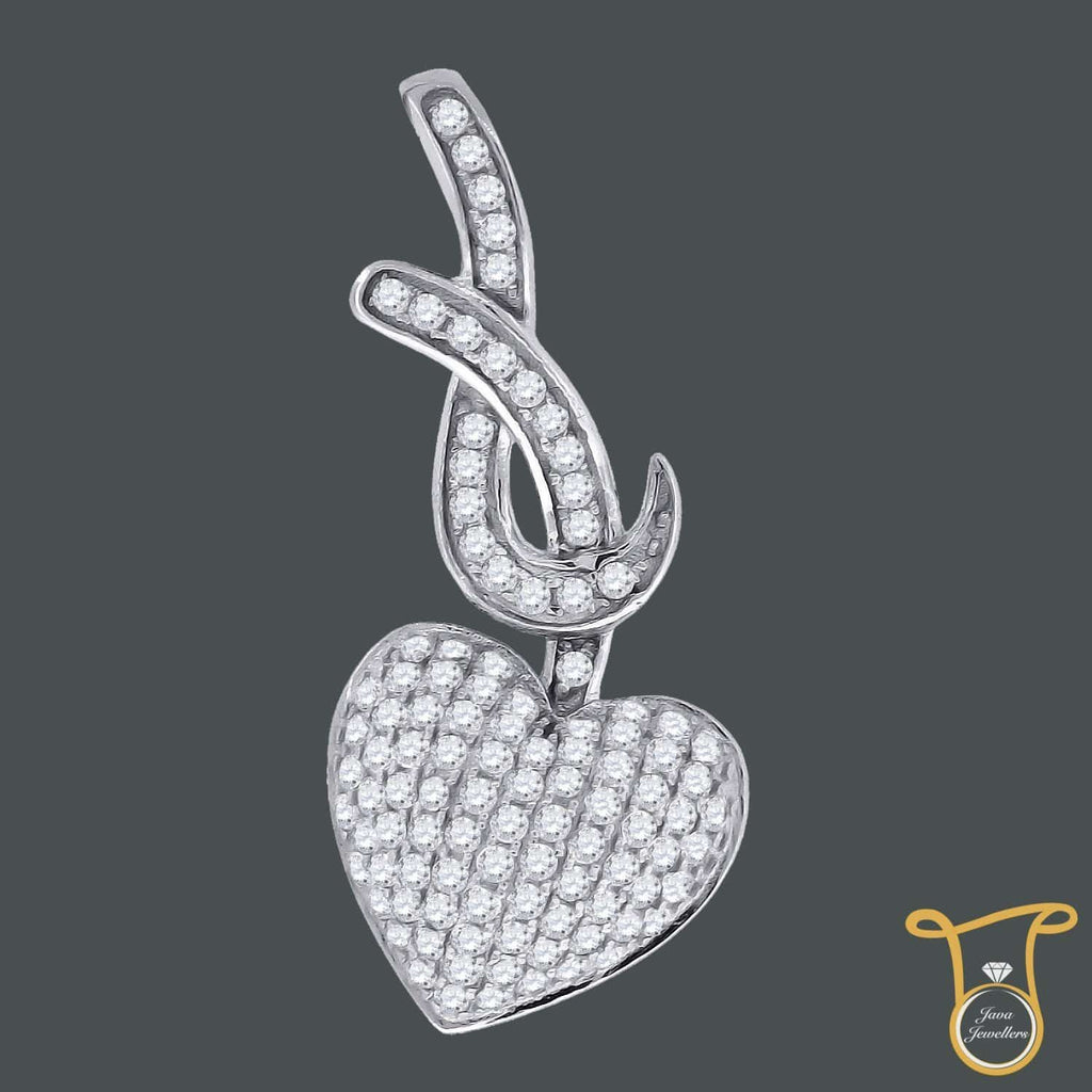 Sterling Silver Heart Round Cubic Zirconia CZ Fashion Pendant