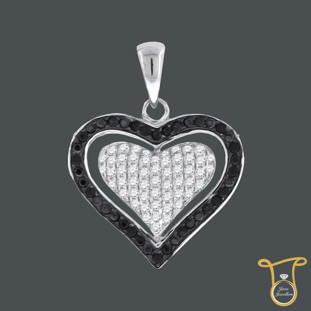 Double Heart Sterling Silver Round Cubic Zirconia CZ Fashion Pendant