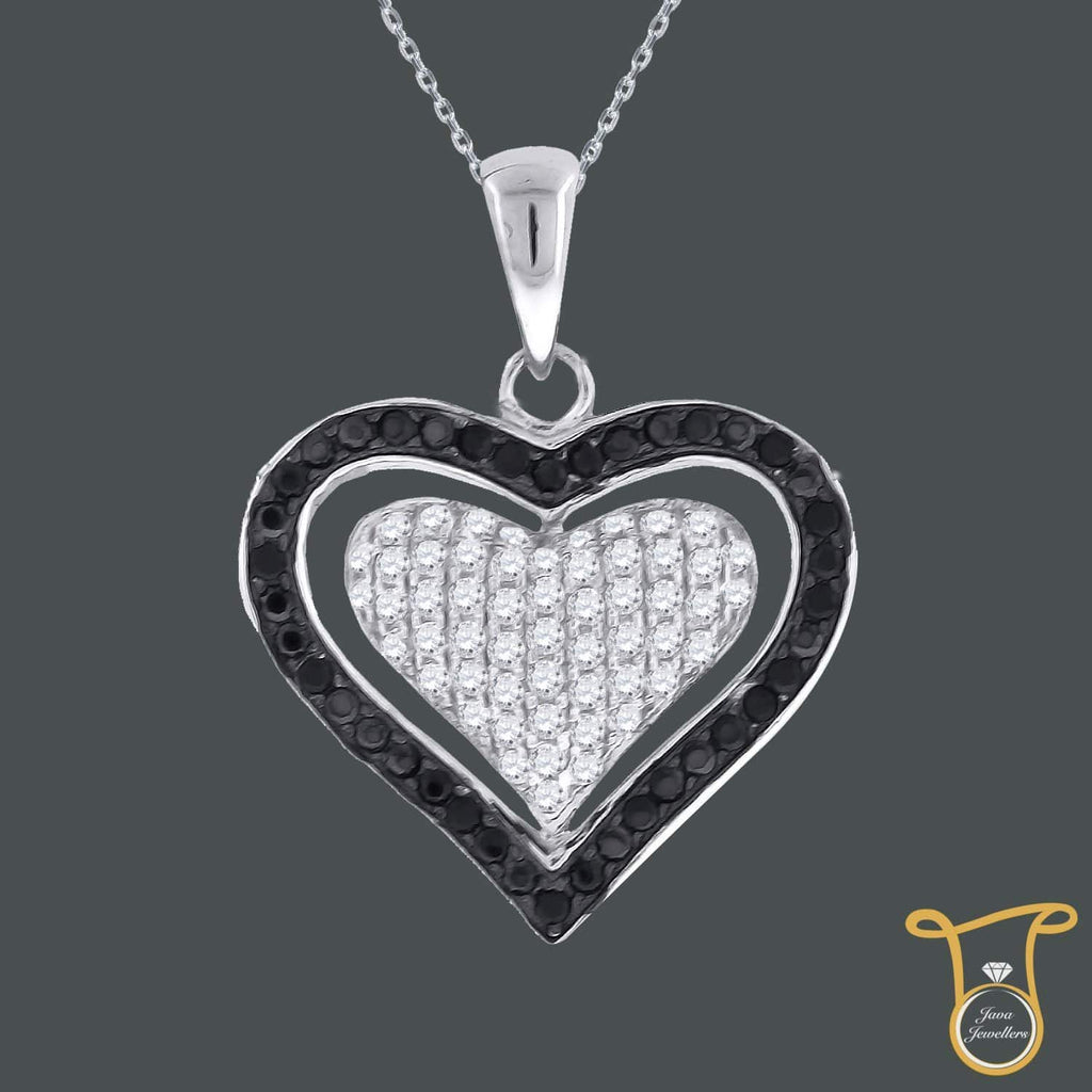 Double Heart Sterling Silver Round Cubic Zirconia CZ Fashion Pendant