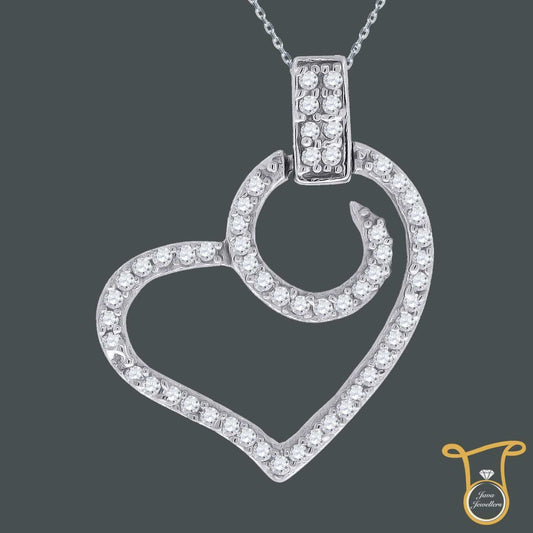 925 Sterling Silver Round Cubic Zirconia CZ Heart Fashion Pendant