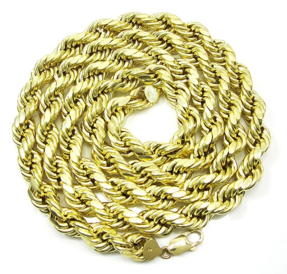 10K Yellow Gold 5MM Solid Rope Chain Diamond Cut Necklace